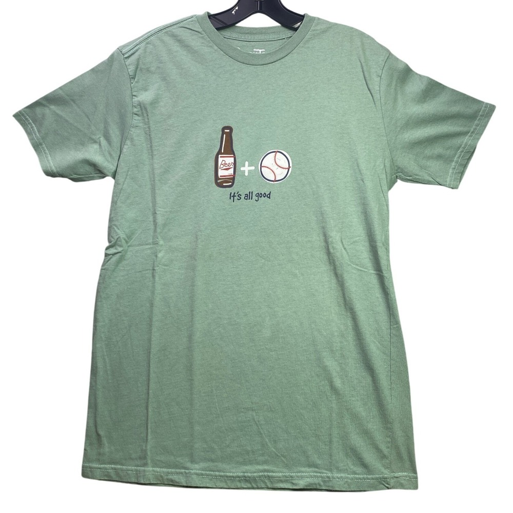Positivitees Shirt Mens Medium Beer Baseball Minimalist Everyday Streetwear
